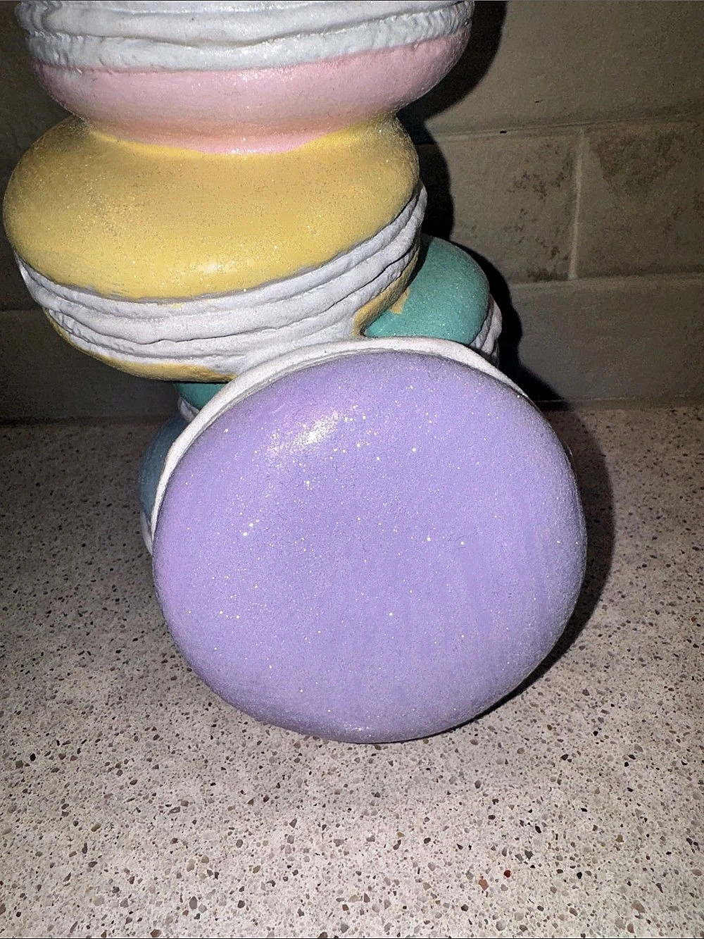 Halloween Ghost with Pink Bow a top Pastel Glitter Macaron Stack Figurine - Picture 8 of 8